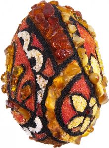 Сувенир «Писанка» инкрустированная янтарем