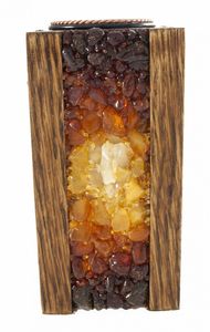 Подсвечник, инкрустированный янтарем