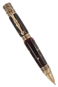 Гранована бурштинова кулькова ручка з фурнітурою «Азарт»