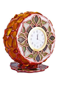 Мозаїчний годинник з бурштиновою інкрустацією