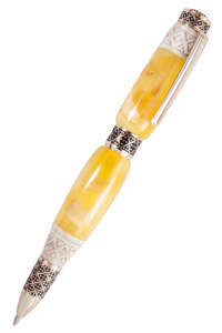 Настільний набір (ручка з різьбленим рогом козулі, тримач для візиток)