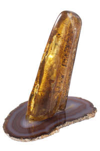 Сувенир из янтаря с инклюзом на подставке