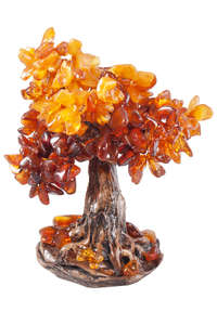 Сувенірне дерево-бонсай з бурштиновим камінням