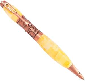 Світла бурштинова кулькова ручка з декоративною фурнітурою