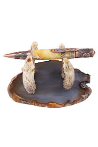 Ручка с резбленным рогом оленя на подставке «Феникс»