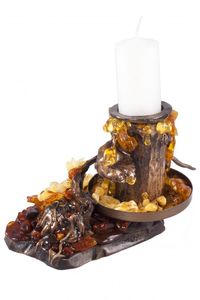 Подсвечник с янтарными розами