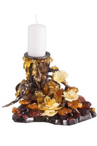 Подсвечник инкрустированный камнями янтаря «Мечта»