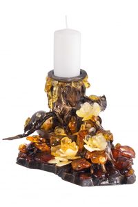 Подсвечник инкрустированный камнями янтаря «Мечта»
