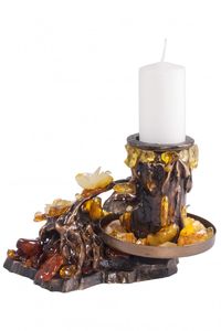 Подсвечник инкрустированный камнями янтаря «Мечта»