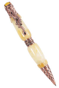 Янтарная ручка с фурнитурой «Дракон»