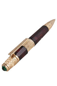 Янтарная ручка с рогом оленя «Плетение»