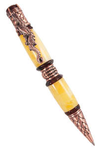 Янтарная шариковая ручка с фурнитурой «Дракон»