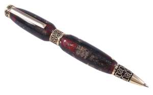 Янтарная шариковая ручка с фурнитурой «Орнамент»