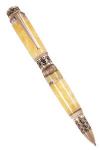Янтарная шариковая ручка с фурнитурой «Узор»
