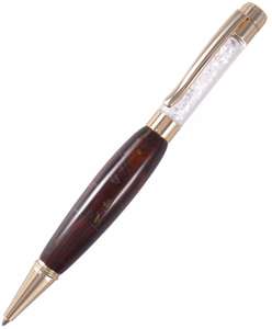 Бурштинова кулькова ручка з камінням Сваровскі