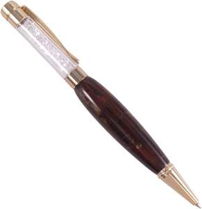 Янтарная шариковая ручка с камнями Сваровски