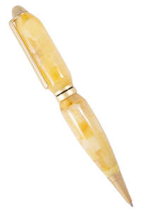 Янтарная шариковая ручка с матовой фурнитурой