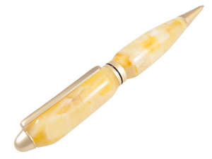 Янтарная шариковая ручка с матовой фурнитурой