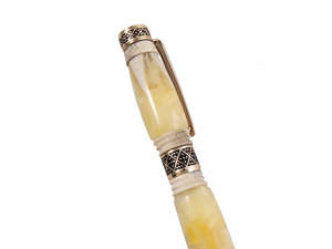 Бурштинова кулькова ручка с рогом оленя «Візерунок»