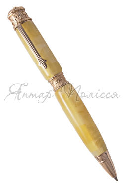 Янтарная шариковая ручка с фурнитурой «Вера, надежда, любовь»