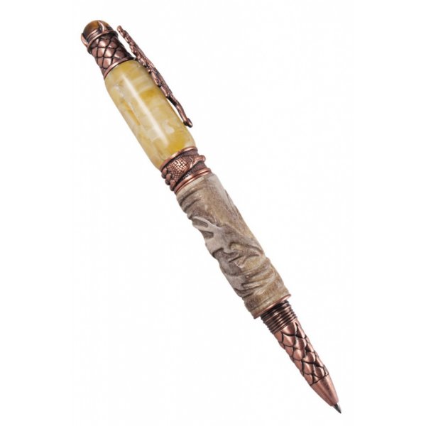 Ручка с резбленным рогом оленя «Дракон»