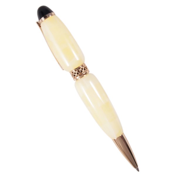 Шариковая янтарная ручка с позолоченной фурнитурой «Орнамент»