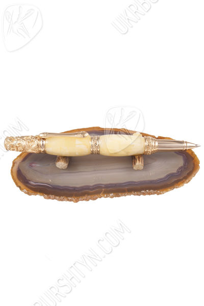 Ручка янтарная на подставке «Эстет»