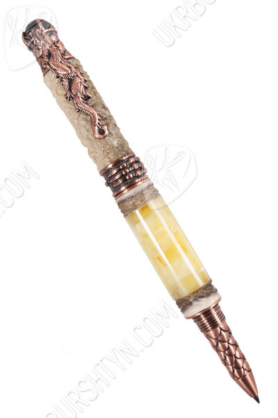 Ручка з різьбленим рогом оленя «Дракон»