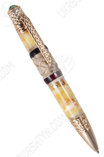 Янтарная ручка с рогом оленя «Плетение»