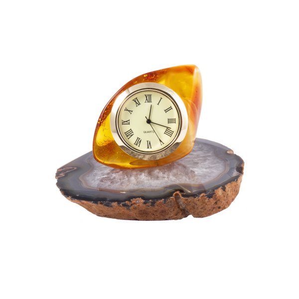 Янтарные часы на агатовой подставке
