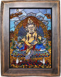 Вітражна картина з підсвічуванням «Тханка Дзамбала» (Бог багатства і процвітання)