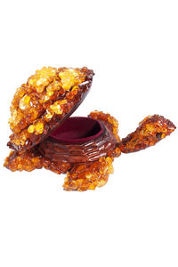 Шкатулка инкрустированная янтарем «Черепаха»