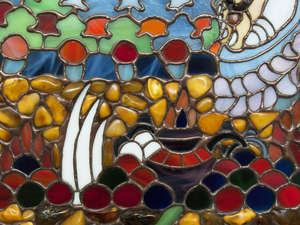 Витражная картина с подсветкой «Тханка Дзамбала» (Бог богатства и процветания)