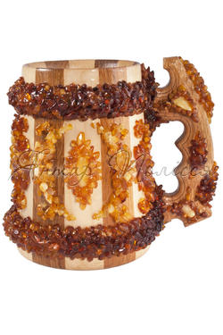 Сувенир инкрустированный янтарем «Пивная кружка»