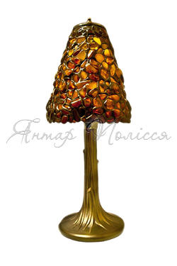 Янтарная лампа на бронзовой ножке
