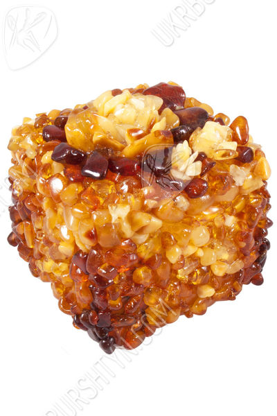 Шкатулка инкрустированная янтарем с розой